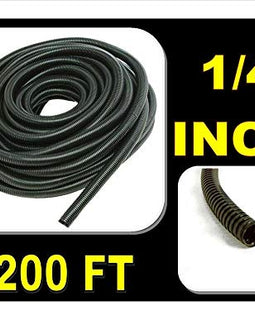 1/4" Black Split Loom Wire Hose Flexible Tubing Wire Cover Audio Stereo - (200' FT)