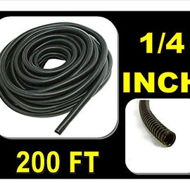 1/4" Black Split Loom Wire Hose Flexible Tubing Wire Cover Audio Stereo - (200' FT)