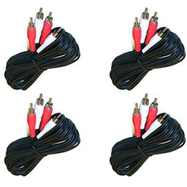 4 pack, 12 Feet 2 RCA Male to Male Audio Cable (2 White/2 Red Connectors)