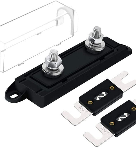 ANL Fuse Power Distribution Holder + 2pcs 80A ANL Fuse Clear Cover for RV Car Audio
