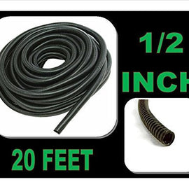 20 FT 1/2 INCH Split Loom Tubing Wire Conduit Hose Cover Auto Home Marine Black