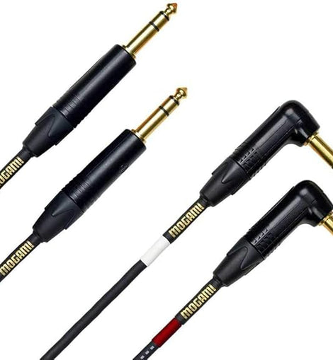 Mogami GOLD-KEY-S-15R Stereo Cable - Dual TS Male to Right Angle TS Male - 15 foot