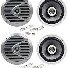 (4) Alpine SPS-M601 Pair 6.5" 2-Way Marine/Boat Coaxial Speakers