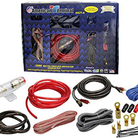 American Terminal AKIT-4 4 Gauge 2000W P.M.P.O Complete Amplifier Hookup Kit