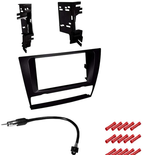 American Terminal Bundle with Car Stereo Installation Kit for 2006 – 2013 BMW 3 Series Without OEM Navigation in Dash Mounting Kit, Antenna for Double Din Radio Receivers (3 Item)