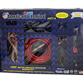 American Terminal AKIT-4 4 Gauge 2000W P.M.P.O Complete Amplifier Hookup Kit