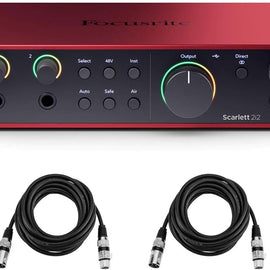 Focusrite Scarlett Solo 4th Gen 2x2 USB Audio Interface With Single Microphone Preamp & 2 XLR Cable