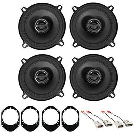 2 Pair ALPINE S-S50 170 Watt 5.25" 5 1/4" Coaxial 2-Way Speakers Bundle With METRA 72-5512 Harness Connector & METRA 82-5600 5.25" To 6 x 8" Replacement Brackets Compatible with 1991-Up Ford