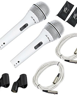 2 Peavey Pvi2 White Microphone w/Mic Clip & Carrying Bag + Microphone Stand Series Bundle