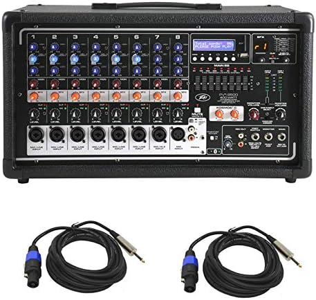 Peavey PVI8500 All In One 8-Channel Powered Mixer + 2 Speakon to 1/4