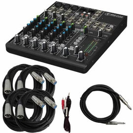 Mackie 802VLZ4 8 Channel Ultra-Compact Analog Mixer with MR DJ Cables Bundle