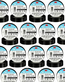 200 Rolls 2 Cases of 100 Rolls 3M 165 TEMFLEX Black 3/4" Vinyl Electrical Tape
