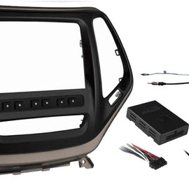 Metra 99-6526BZ & 40-EU50 Compatible with Jeep Cherokee 2014 2015 2016 2017 2018 Double DIN Stereo Harness Radio Install Dash Kit Bronze & antenna Adapter