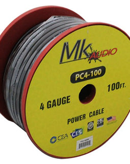 Mk Audio PC4-100BK 4 Gauge Spool Multi-Strand 100 Feet Power Wire Cable (Black)