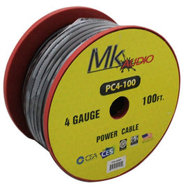 Mk Audio PC4-100BK 4 Gauge Spool Multi-Strand 100 Feet Power Wire Cable (Black)