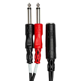 Hosa YPP-136 Stereo Breakout, 1/4 in TRSF to Dual 1/4 in TS