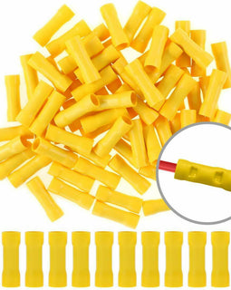 100pcs 12-10 Gauge Butt Insulated Splice Terminals Electrical Crimp Connector