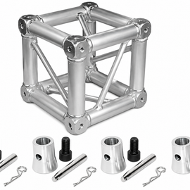 Fits Global Truss Universal 12" Square Corner Junction Box Cube 2 Way-6 Way with 4 Half Conical Couplers for 1 Way Installation