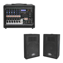 Peavey PVi DJ package with All in One Powered Mixer and pair of Passive Two-Way PA Speaker