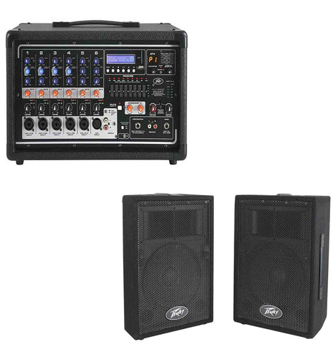 Peavey PVi DJ package with All in One Powered Mixer and pair of Passive Two-Way PA Speaker