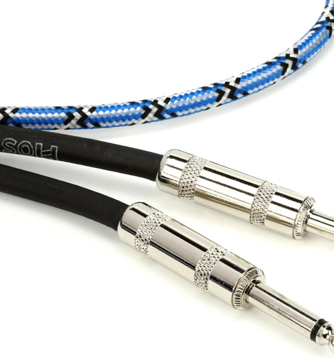 Hosa 3GT-18C1 Cloth Guitar Cable, Straight to Same, 18 ft, Blue/White/Black