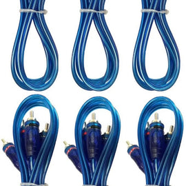 RCA Interconnect Audio Cables 17 Feet 6 Pair (Blue)