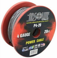 Absolute P4-20BK 20' 4-Gauge Black Copper Mix Power Ground Wire Cable