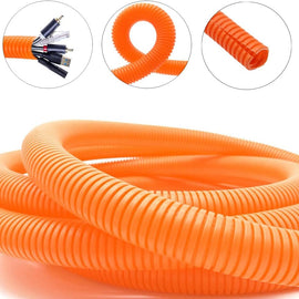American Terminal 1/2" Dia. x 100 ft, Orange Flexible Polyethylene Corrugated (PE) Split Tubing Wire Loom