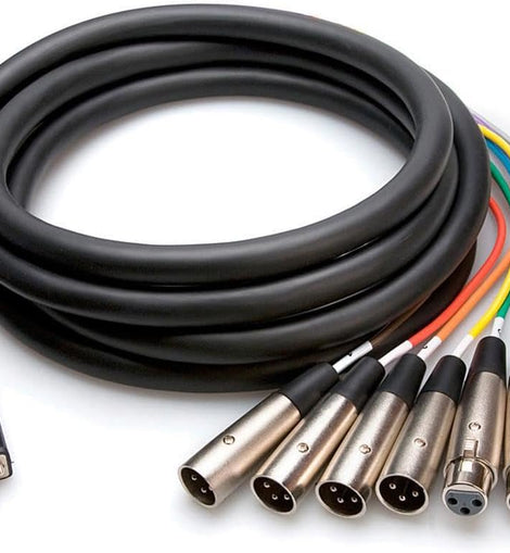Hosa AES805Y AES/EBU Breakout Snake, DB-25 to 4 XLR Male & 4 XLR Female, 16.5 Feet