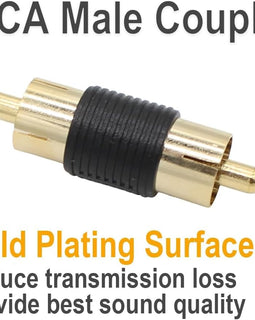 10 Pack Male to Male Gold RCA cable cord Coupler Joiner barrel Connectors