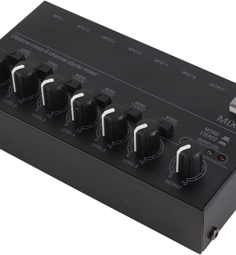 MR DJ MIX600 Ultra Low-Noise 6-Channel Line Mixer Stereo/Single Track Switch Microphone