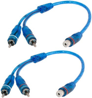 2 Absolute ABC-1F2M BLUE Y-Adapter 1F-2M RCA Interconnect Audio Cables