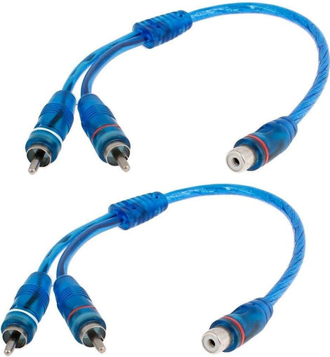 2 Absolute ABC-1F2M BLUE Y-Adapter 1F-2M RCA Interconnect Audio Cables