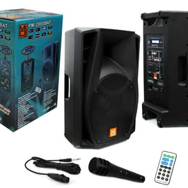 15" PA DJ Power Speaker with Built-In Bluetooth and Radio/EQ/LCD/MP3/USB/SD