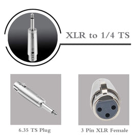 AT TQTMXLRF XLR Female to 1/4" Mono Male Adapter Converter Gender Audio Coupler