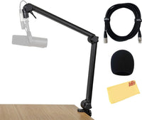 Gator Frameworks GFWMICBCBM3000 Deluxe Frameworks Desktop Mic Boom Stand - Bundle with Microphone Windscreen, XLR Cable