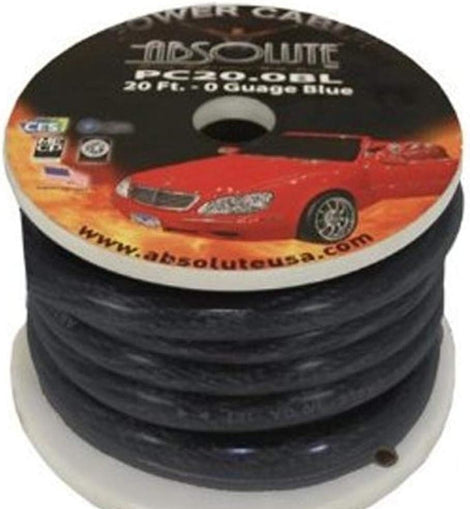 Absolute P020BK 0 Gauge 20 Feet Black Power Ground Wire Cable
