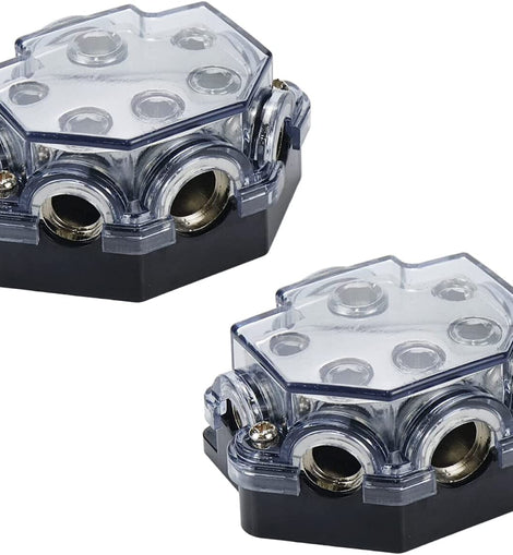 2 Absolute PD-150C 0-2-4 Gauge 1 in 5 Ways Out Power Splitter Distribution Block