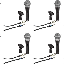 (8) Samson R21S Dynamic Handheld Microphones+Mic Clips+Cables+3.5mm adapters