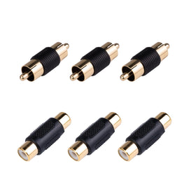 6 Pack Female & Male Gold RCA cable Cord Coupler Joiner barrel Connectors