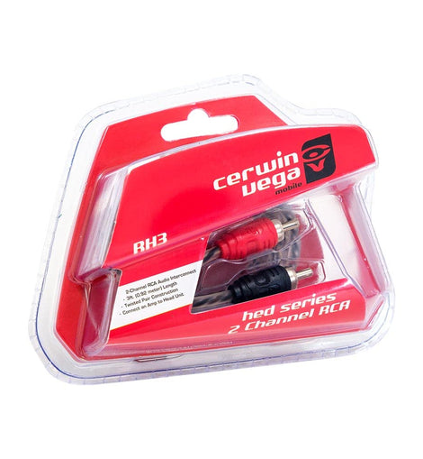 Cerwin Vega RH3 HED 2 channel 3ft twisted RCA cable w/single molded ends