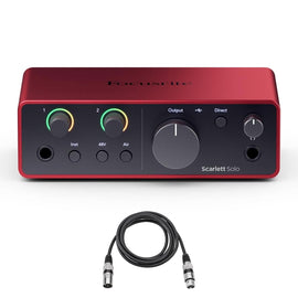 Focusrite Scarlett Solo 4th Gen 2x2 USB Audio Interface With Single Microphone Preamp & XLR Cable