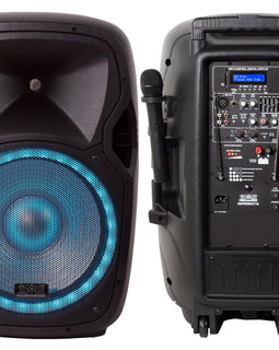 Absolute USA USPROBAT15 <br/>15" 3500 Watts Max Power Speaker Built-in Battery/Bluetooth/Amplifier/SD/USB/FM Radio