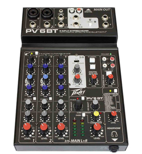 Peavey PV 6 BT Compact Mixer 6 Channel with Bluetooth