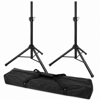 2 MR DJ SS300B Speaker Stand with Road Carrying Bag Universal Black Heavy Duty Folding Tripod PRO PA DJ Home On Stage Speaker Stand Mount Holder with Road Carrying Bag