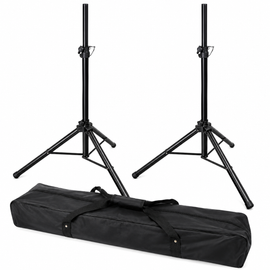 2 MR DJ SS300B Speaker Stand with Road Carrying Bag Universal Black Heavy Duty Folding Tripod PRO PA DJ Home On Stage Speaker Stand Mount Holder with Road Carrying Bag