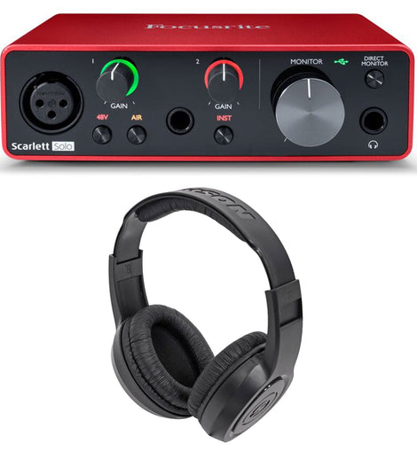 Focusrite SCARLETT SOLO 4th Gen 192kHz USB Audio Interface + Samson Headphones