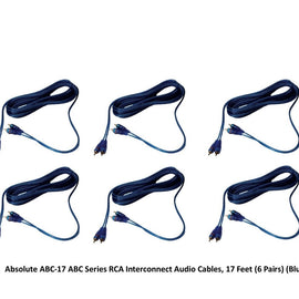 RCA Interconnect Audio Cables 17 Feet 6 Pair (Blue)