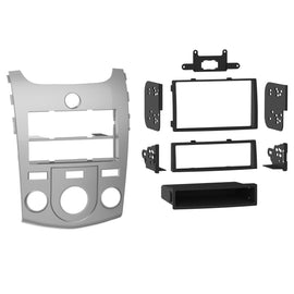 Metra 99-7338S Single or Double-DIN Car Stereo Silver Dash Kit - Compatible Fits for Kia Forte 2010-2013
