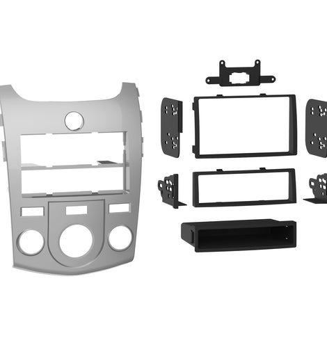 Metra 99-7338S Single or Double-DIN Car Stereo Silver Dash Kit - Compatible Fits for Kia Forte 2010-2013